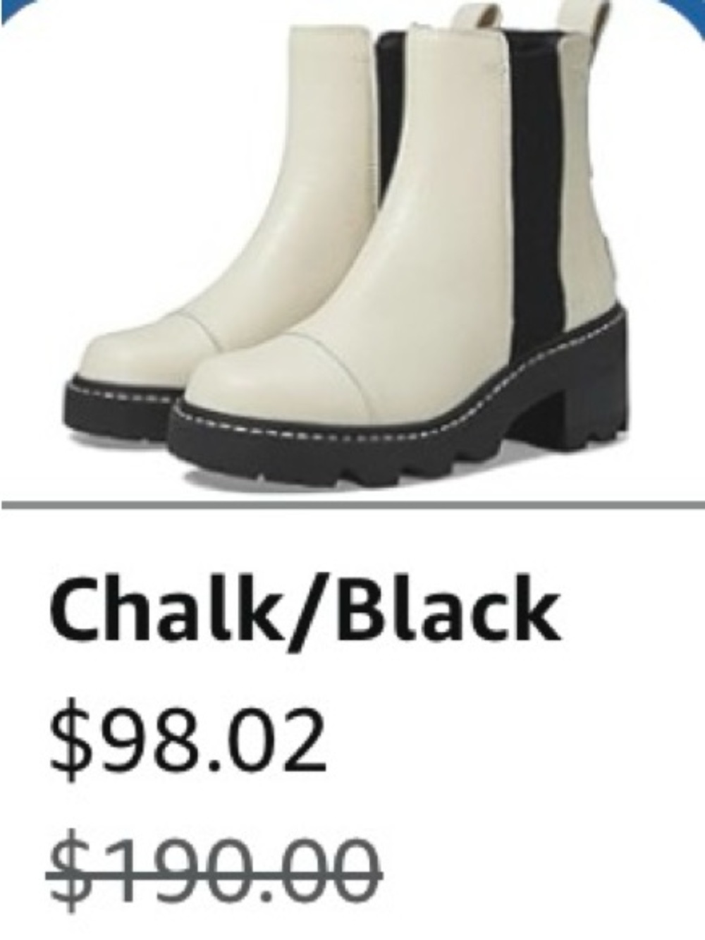 Sorel Chalk and Black Chelsea Lug Boot
